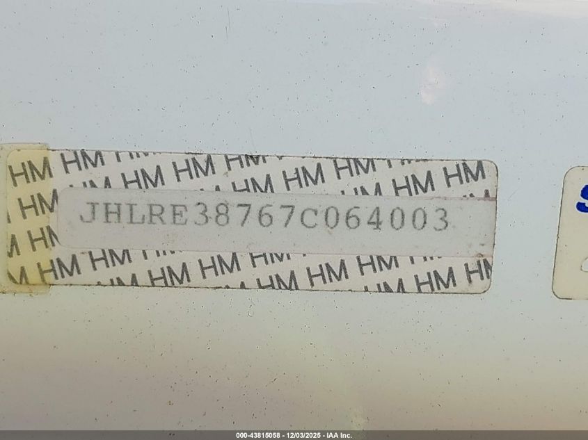 2007 Honda Cr-V Ex-L VIN: JHLRE38767C064003 Lot: 43815058