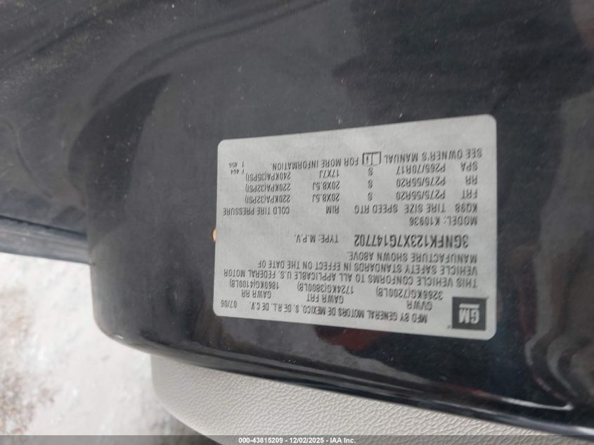 2007 Chevrolet Avalanche 1500 Ltz VIN: 3GNFK123X7G147702 Lot: 43815209