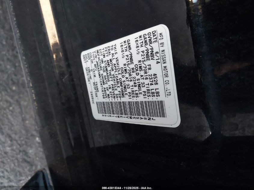 2014 Nissan Rogue Select S VIN: JN8AS5MV1EW716786 Lot: 43815344