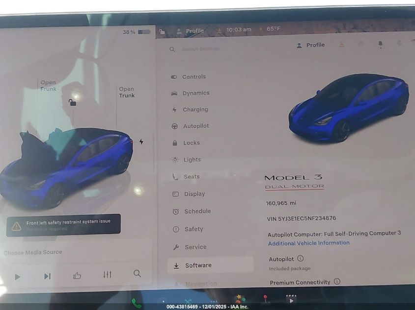 2022 Tesla Model 3 Performance Dual Motor All-Wheel Drive VIN: 5YJ3E1EC5NF234876 Lot: 43815469