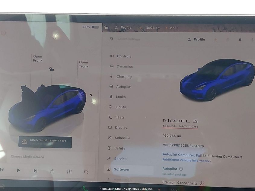 2022 Tesla Model 3 Performance Dual Motor All-Wheel Drive VIN: 5YJ3E1EC5NF234876 Lot: 43815469