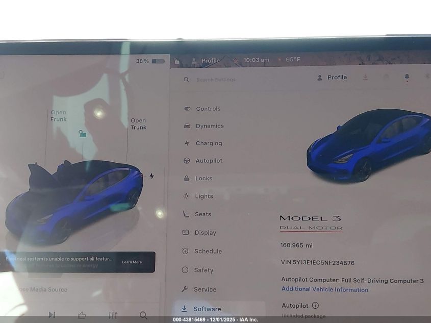 2022 Tesla Model 3 Performance Dual Motor All-Wheel Drive VIN: 5YJ3E1EC5NF234876 Lot: 43815469