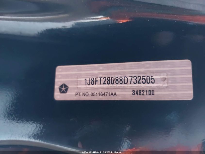 2008 Jeep Patriot Sport VIN: 1J8FT28088D732505 Lot: 43815490