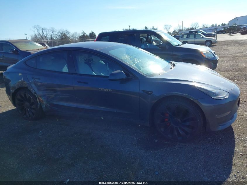 2022 Tesla Model 3 Performance Dual Motor All-Wheel Drive VIN: 5YJ3E1EC4NF261521 Lot: 43815533