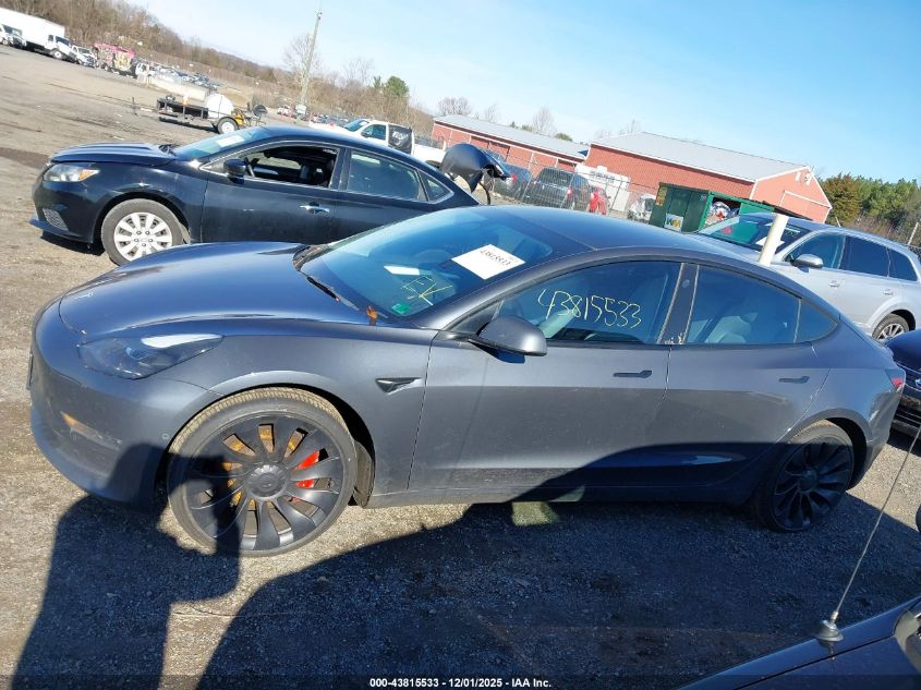 2022 Tesla Model 3 Performance Dual Motor All-Wheel Drive VIN: 5YJ3E1EC4NF261521 Lot: 43815533