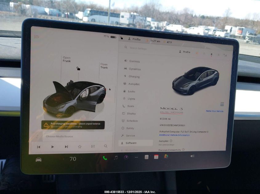 2022 Tesla Model 3 Performance Dual Motor All-Wheel Drive VIN: 5YJ3E1EC4NF261521 Lot: 43815533