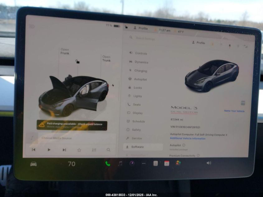 2022 Tesla Model 3 Performance Dual Motor All-Wheel Drive VIN: 5YJ3E1EC4NF261521 Lot: 43815533