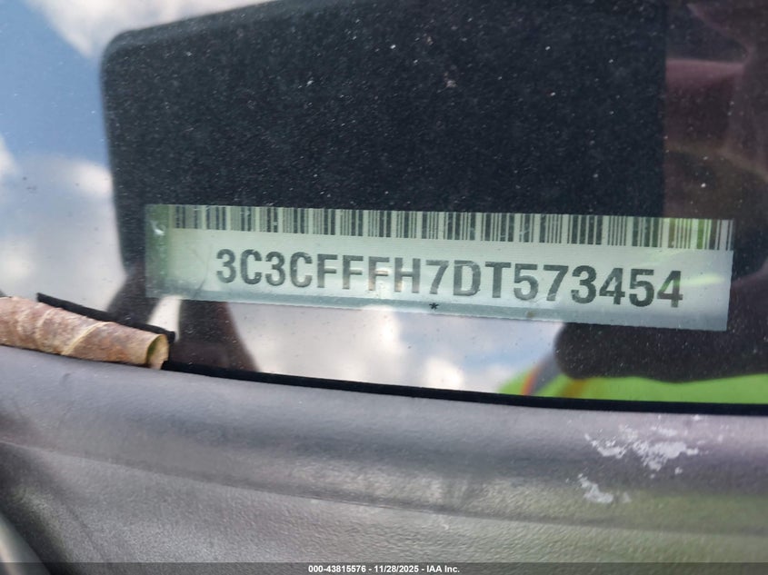 2013 Fiat 500 Abarth VIN: 3C3CFFFH7DT573454 Lot: 43815576