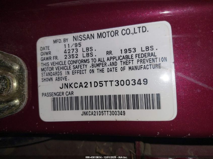 1996 Infiniti I30 VIN: JNKCA21D5TT300349 Lot: 43815614