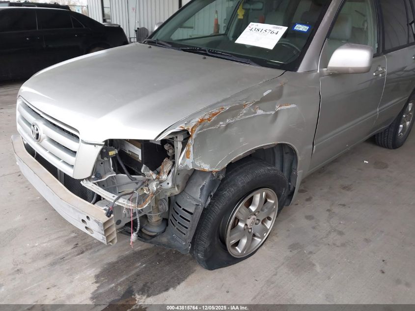 2005 Toyota Highlander V6 VIN: JTEGP21AX50072145 Lot: 43815764