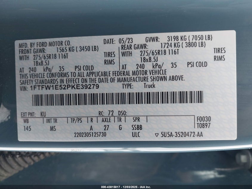 1FTFW1E52PKE39279 2023 FORD F-150 photo no. 9