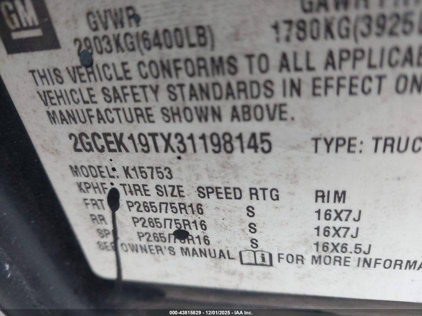 2GCEK19TX31198145 2003 CHEVROLET SILVERADO photo no. 9