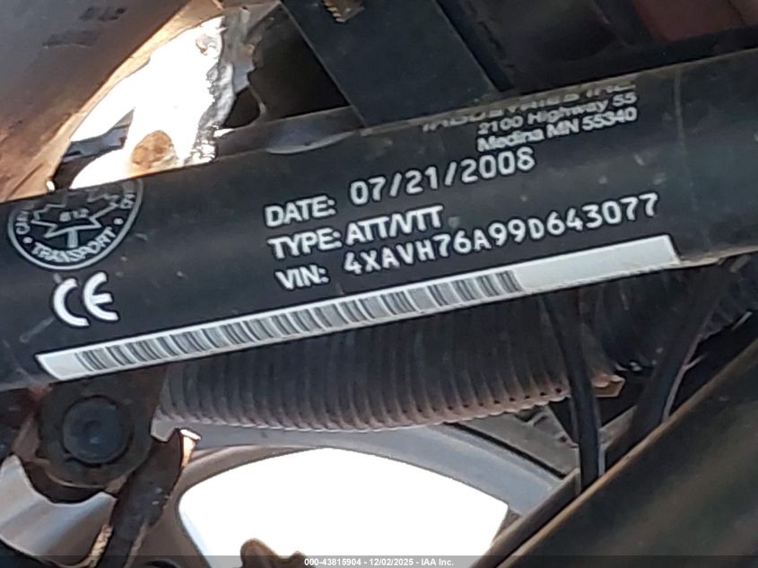 2009 Polaris Ranger Rzr/S VIN: 04XAVH76A99D43077 Lot: 43815904