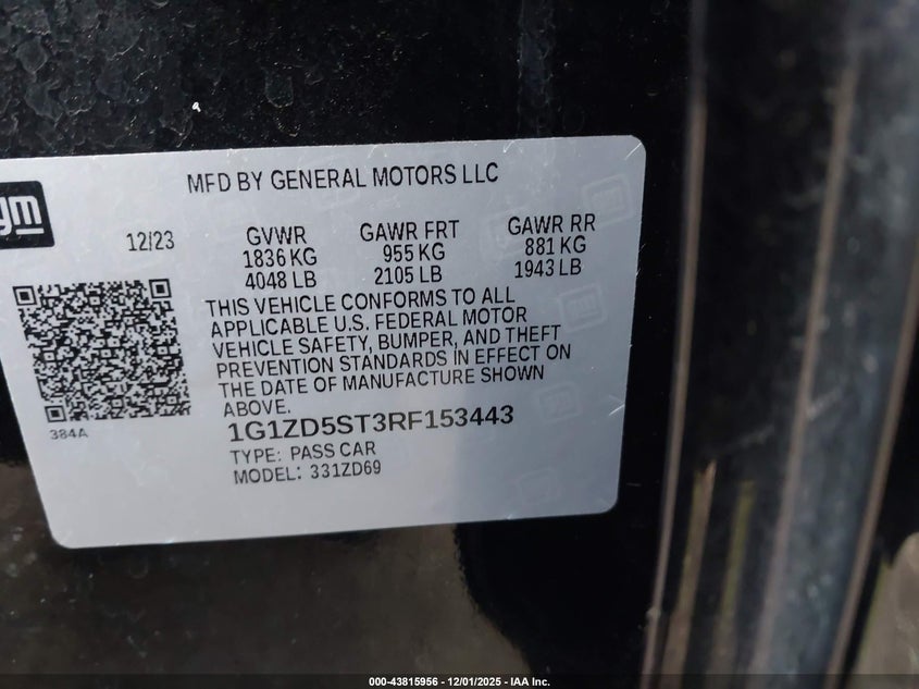 1G1ZD5ST3RF153443 2024 CHEVROLET MALIBU photo no. 9