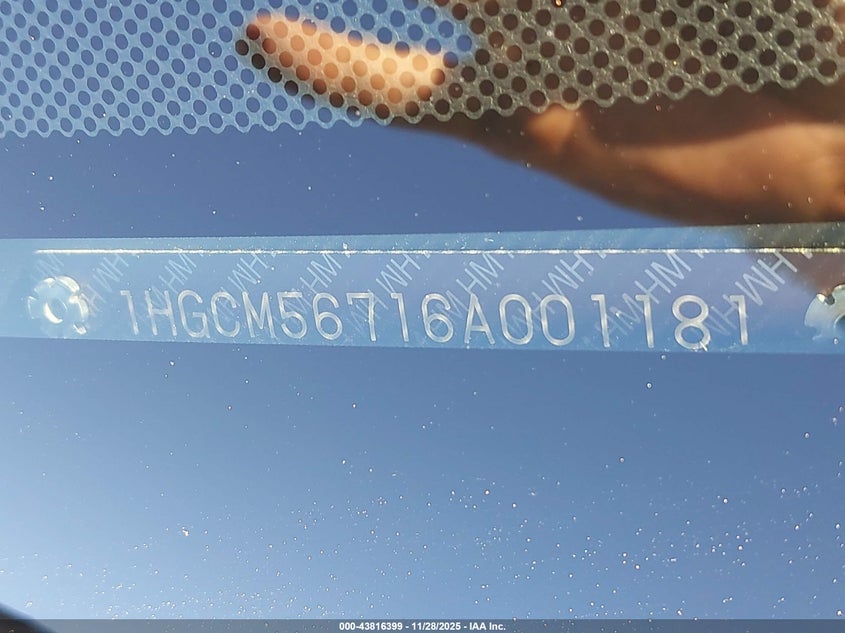 2006 Honda Accord Sdn 2.4 Ex/Ex VIN: 1HGCM56716A001181 Lot: 43816399