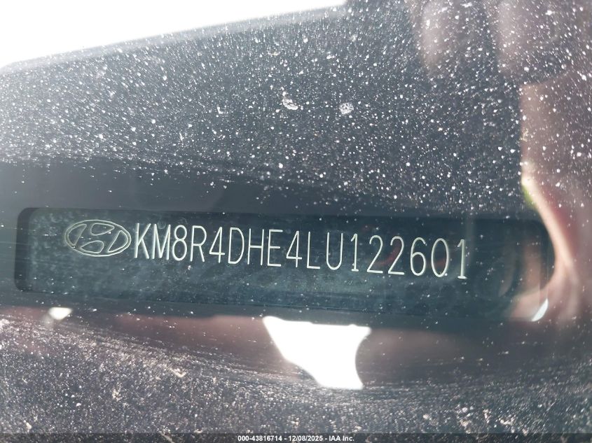 2020 Hyundai Palisade Sel VIN: KM8R4DHE4LU122601 Lot: 43816714