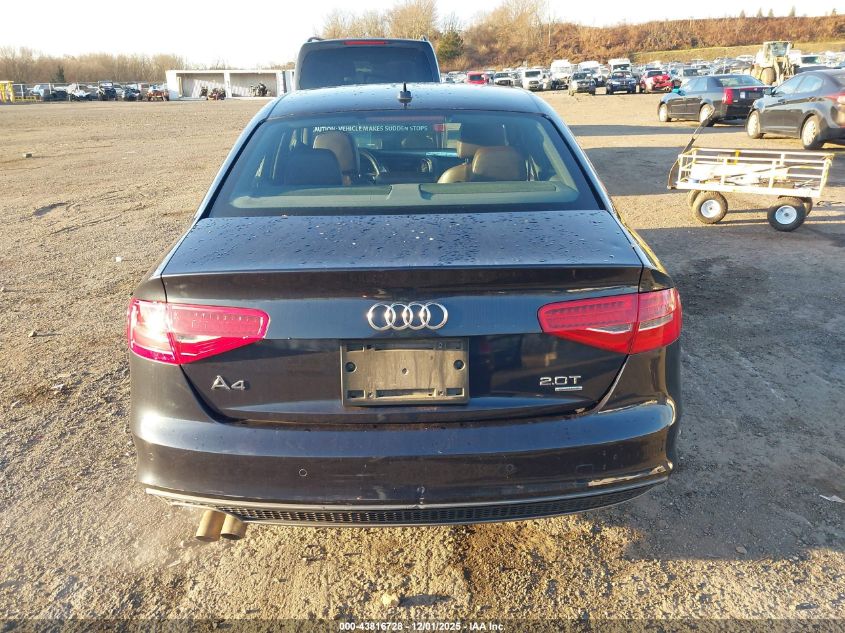 2014 Audi A4 2.0T Premium VIN: WAUFFAFL7EN025906 Lot: 43816728