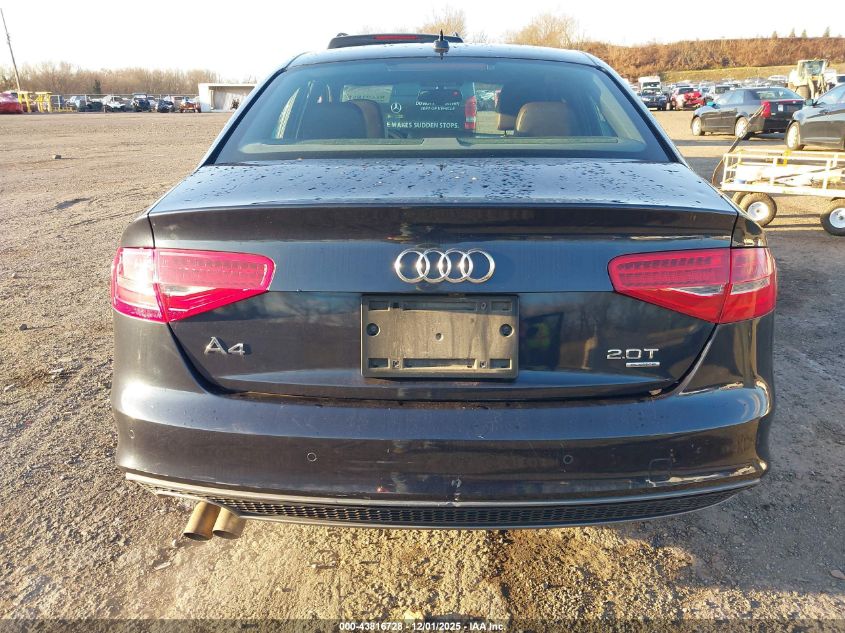 2014 Audi A4 2.0T Premium VIN: WAUFFAFL7EN025906 Lot: 43816728