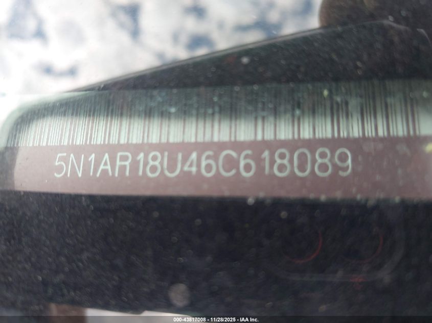 2006 Nissan Pathfinder Se VIN: 5N1AR18U46C618089 Lot: 43817008