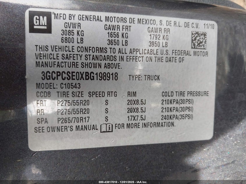 3GCPCSE0XBG198918 2011 CHEVROLET SILVERADO photo no. 9