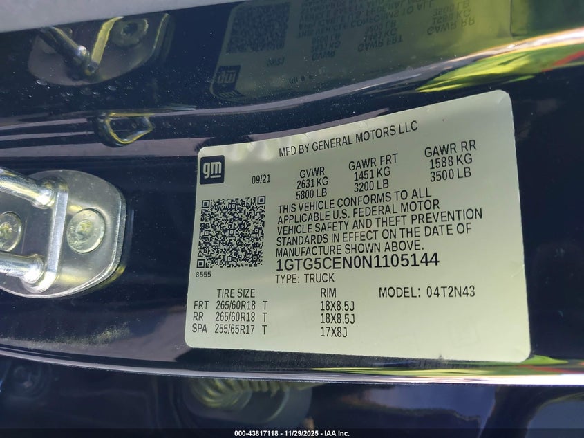 2022 GMC Canyon 2Wd Short Box Elevation VIN: 1GTG5CEN0N1105144 Lot: 43817118