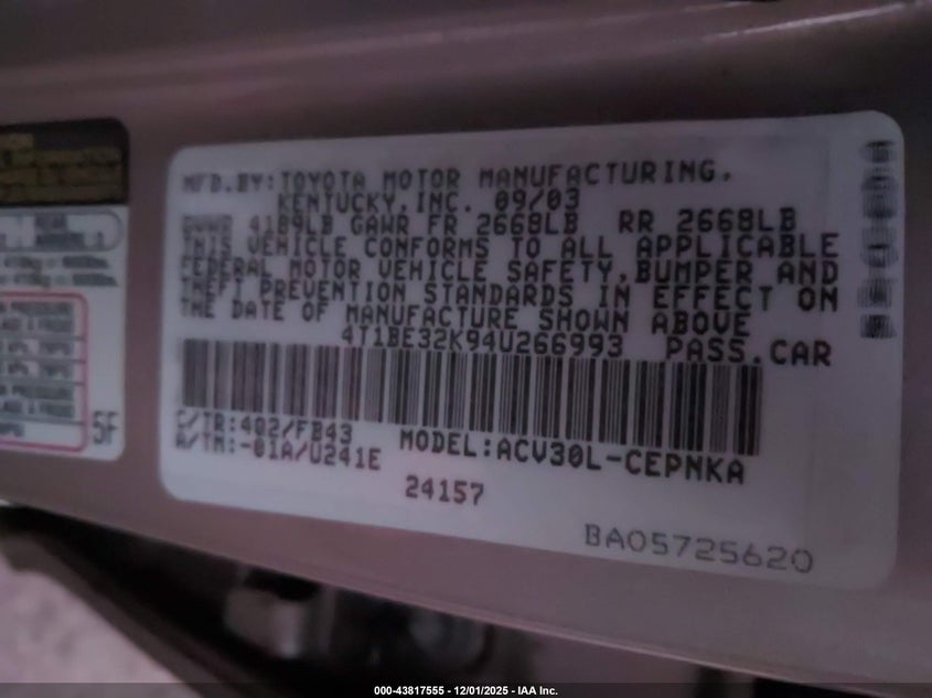 4T1BE32K94U266993 2004 TOYOTA CAMRY photo no. 9