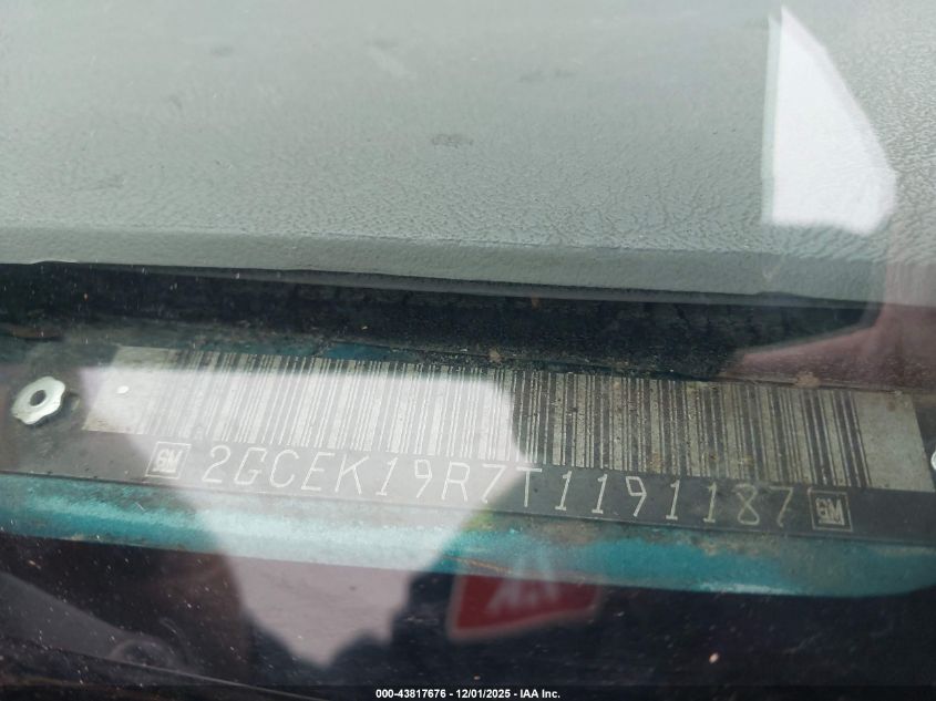 1996 Chevrolet Gmt-400 K1500 VIN: 2GCEK19R7T1191187 Lot: 43817676