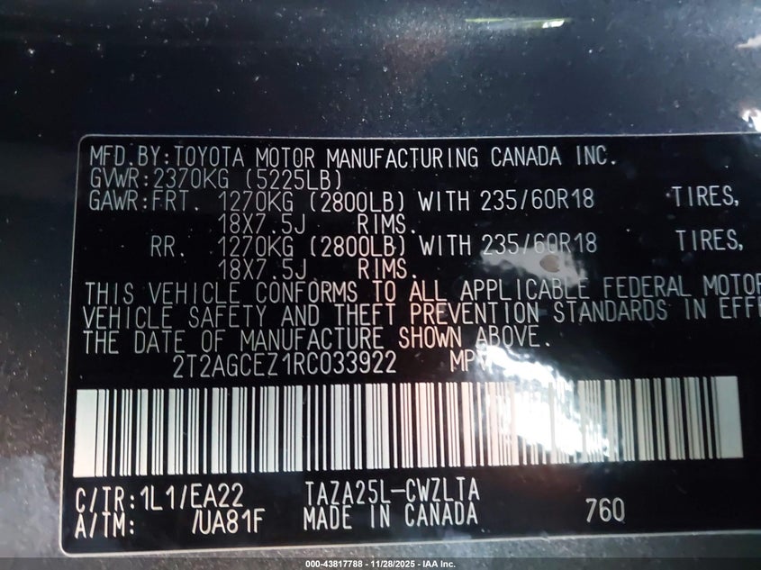 2024 Lexus Nx 350 VIN: 2T2AGCEZ1RC033922 Lot: 43817788