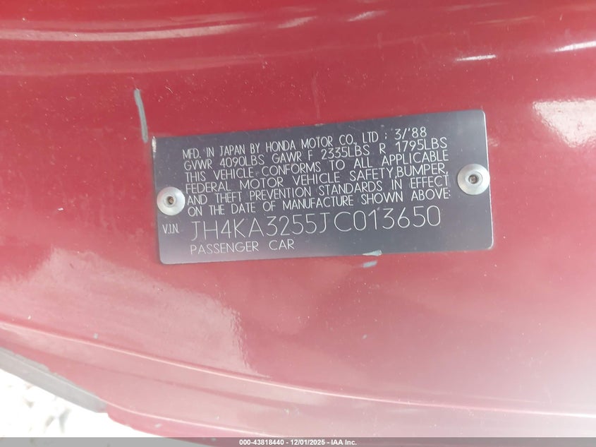 JH4KA3255JC013650 1988 ACURA LEGEND photo no. 9