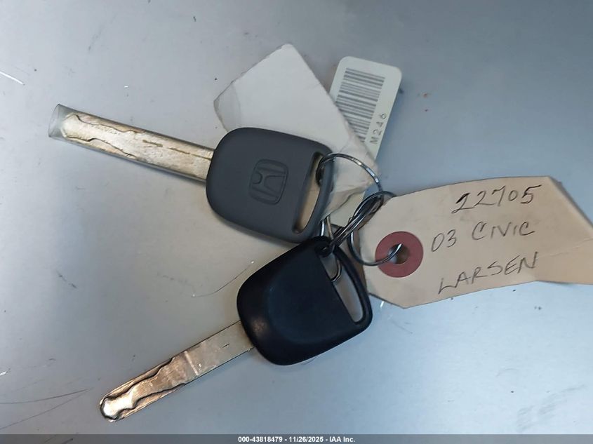 2003 Honda Civic Lx VIN: 1HGEM22523L085488 Lot: 43818479