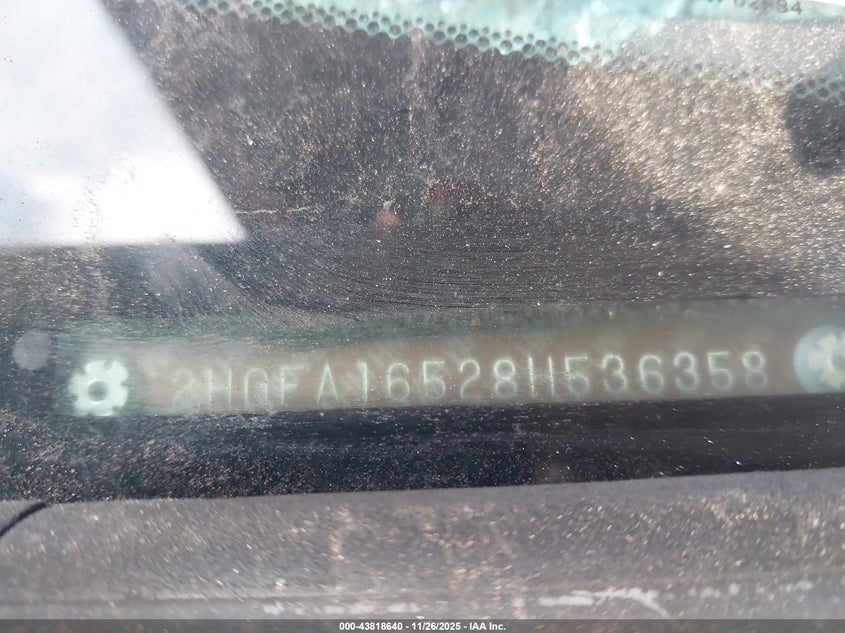 2008 Honda Civic Lx VIN: 2HGFA16528H536358 Lot: 43818640