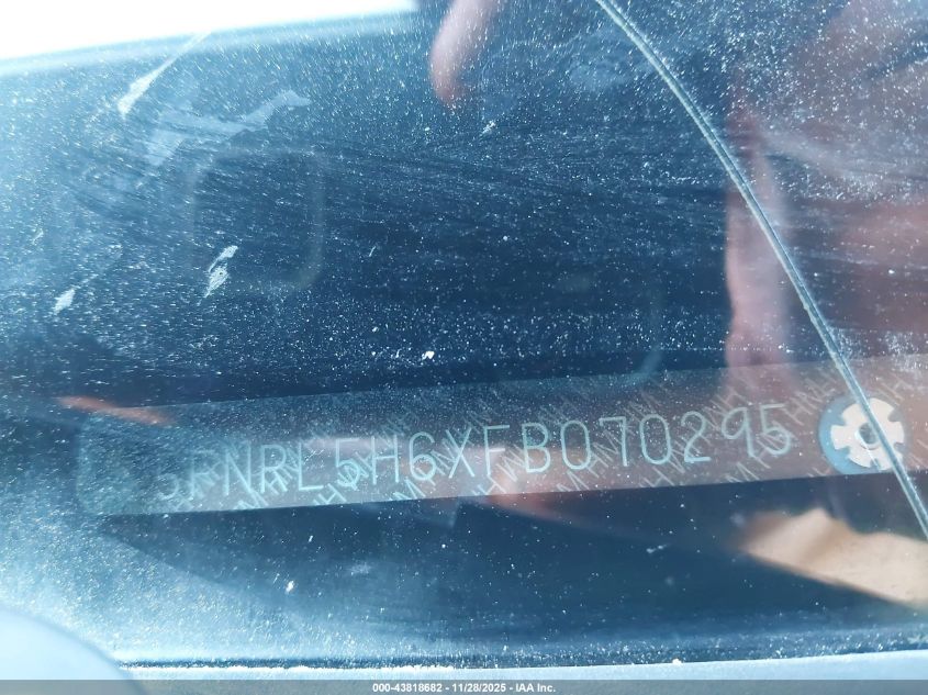 2015 Honda Odyssey Ex-L VIN: 5FNRL5H6XFB070295 Lot: 43818682