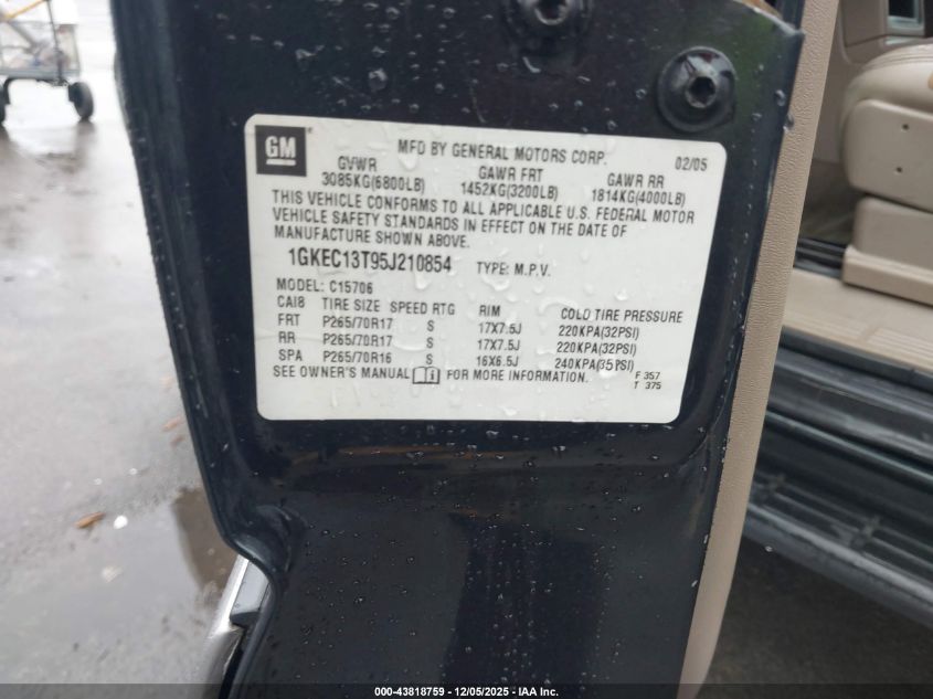 2005 GMC Yukon Slt VIN: 1GKEC13T95J210854 Lot: 43818759