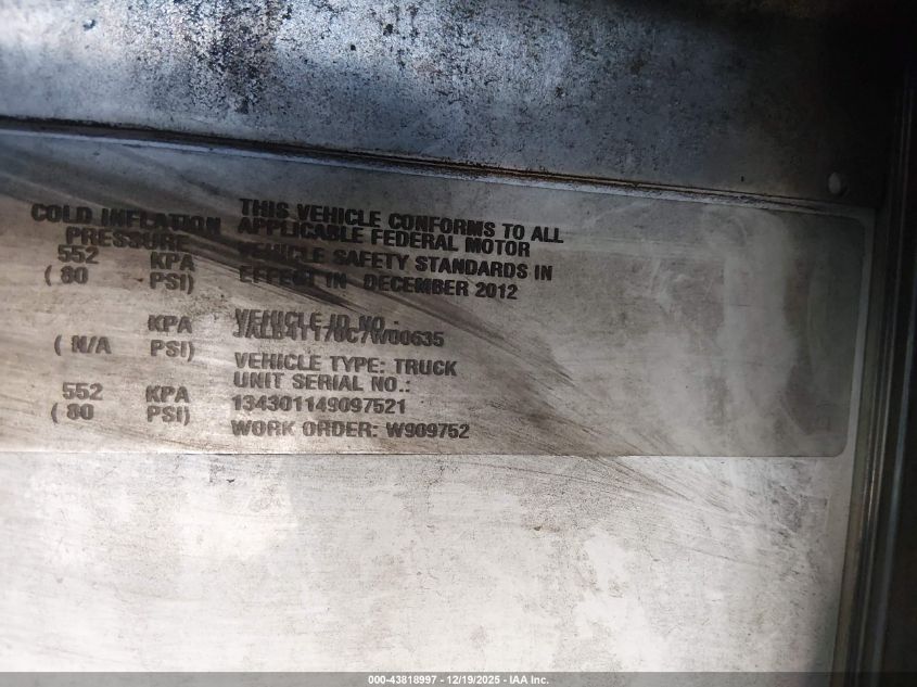 2012 Isuzu Commercial Van VIN: JALB4T170C7W00635 Lot: 43818997