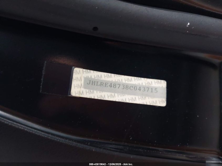 2008 Honda Cr-V Ex-L VIN: JHLRE48738C043715 Lot: 43819042