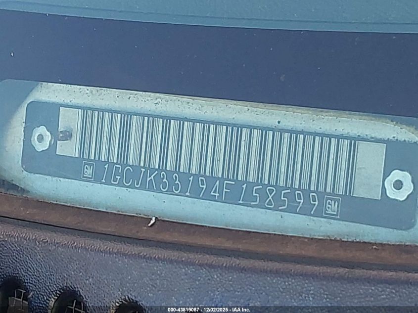 2004 Chevrolet Silverado 3500 Ls VIN: 1GCJK33194F158599 Lot: 43819087