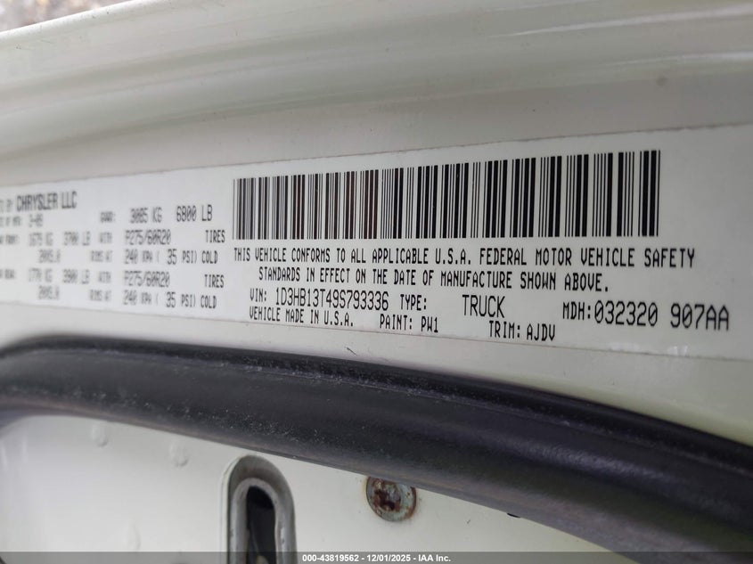 1D3HB13T49S793336 2009 DODGE RAM photo no. 9