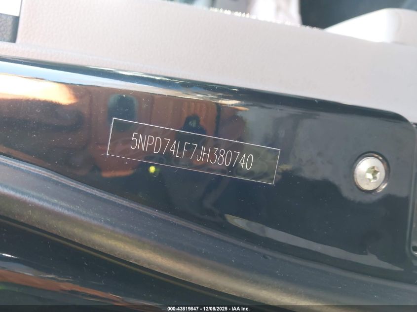 2018 Hyundai Elantra Se VIN: 5NPD74LF7JH380740 Lot: 43819847