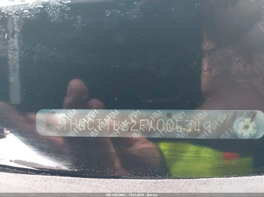 2015 Honda Accord Ex-L VIN: 1HGCT1B82FA005749 Lot: 43819881