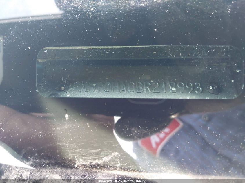 2011 Ford Fusion VIN: 003SA8HA0BR218993 Lot: 43819980