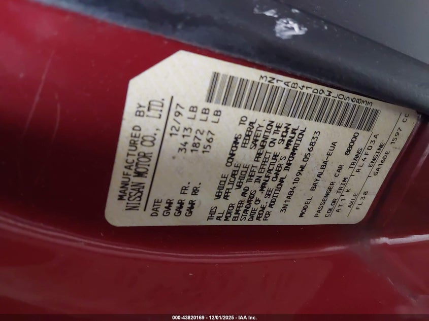 3N1AB41D9WL056833 1998 NISSAN SENTRA photo no. 9
