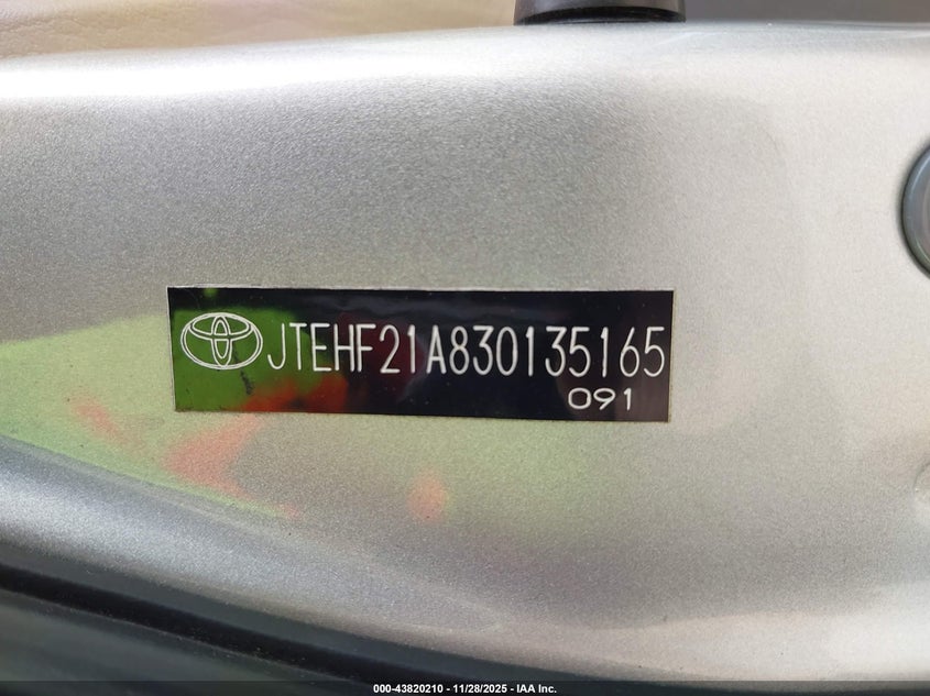 2003 Toyota Highlander Limited V6 VIN: JTEHF21A830135165 Lot: 43820210