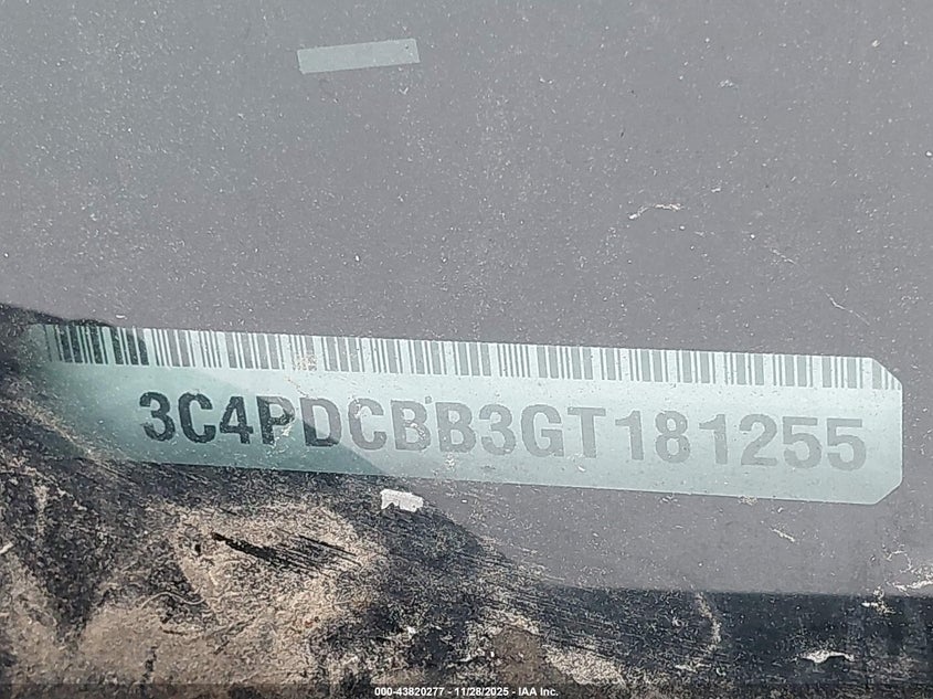 2016 Dodge Journey Sxt VIN: 3C4PDCBB3GT181255 Lot: 43820277