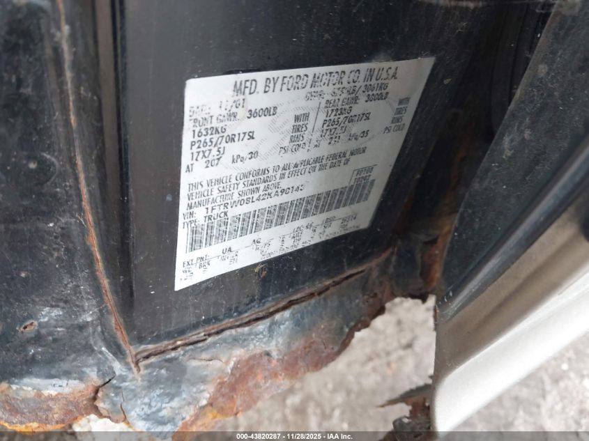 2002 Ford F-150 Lariat/Xlt VIN: 1FTRW08L42KA98140 Lot: 43820287