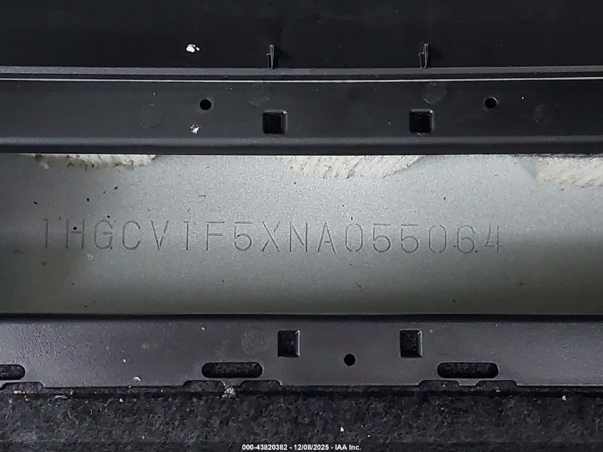 2022 Honda Accord Ex-L VIN: 1HGCV1F5XNA055064 Lot: 43820382