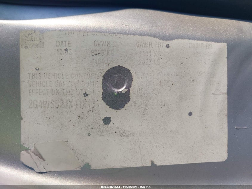 2004 Buick Century VIN: 2G4WS52JX41213146 Lot: 43820544