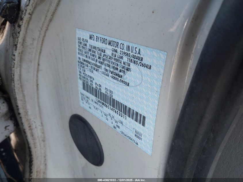 1LNHM86S14Y653311 2004 LINCOLN LS photo no. 9