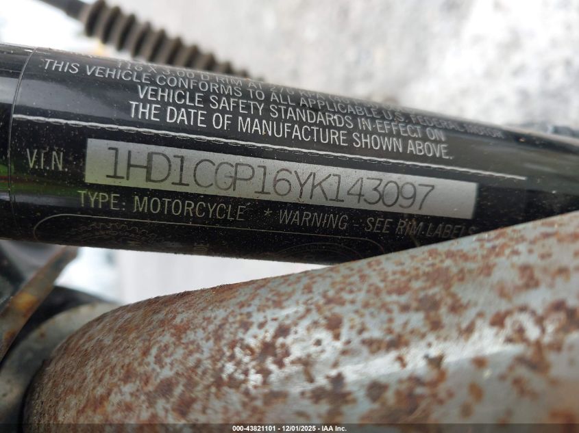 2000 Harley-Davidson Xl1200 C VIN: 1HD1CGP16YK143097 Lot: 43821101