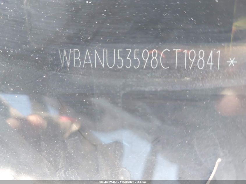 2008 BMW 528I VIN: WBANU53598CT19841 Lot: 43821456