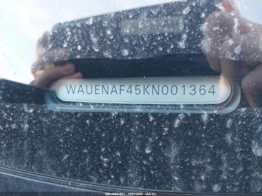 2019 Audi A4 45 Premium VIN: WAUENAF45KN001364 Lot: 43821501